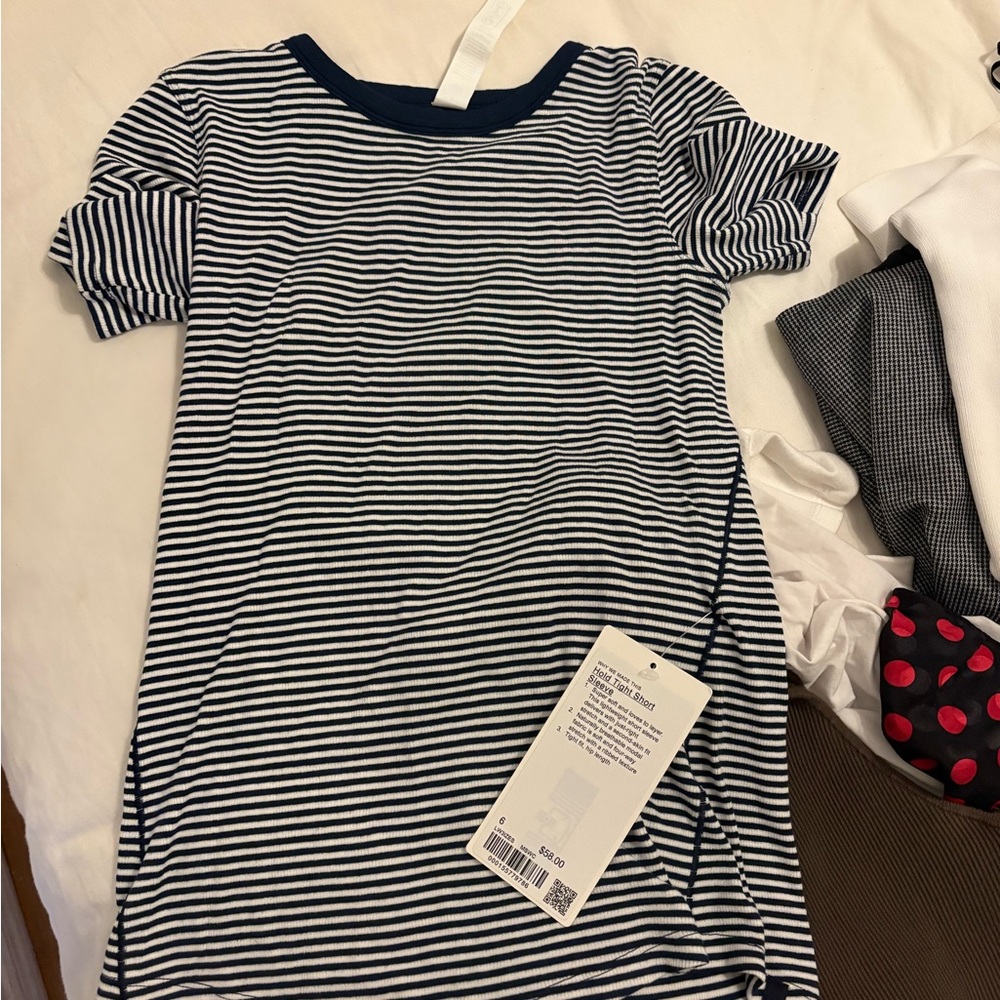 Lululemon Striped Navy and White T-Shirt Dress